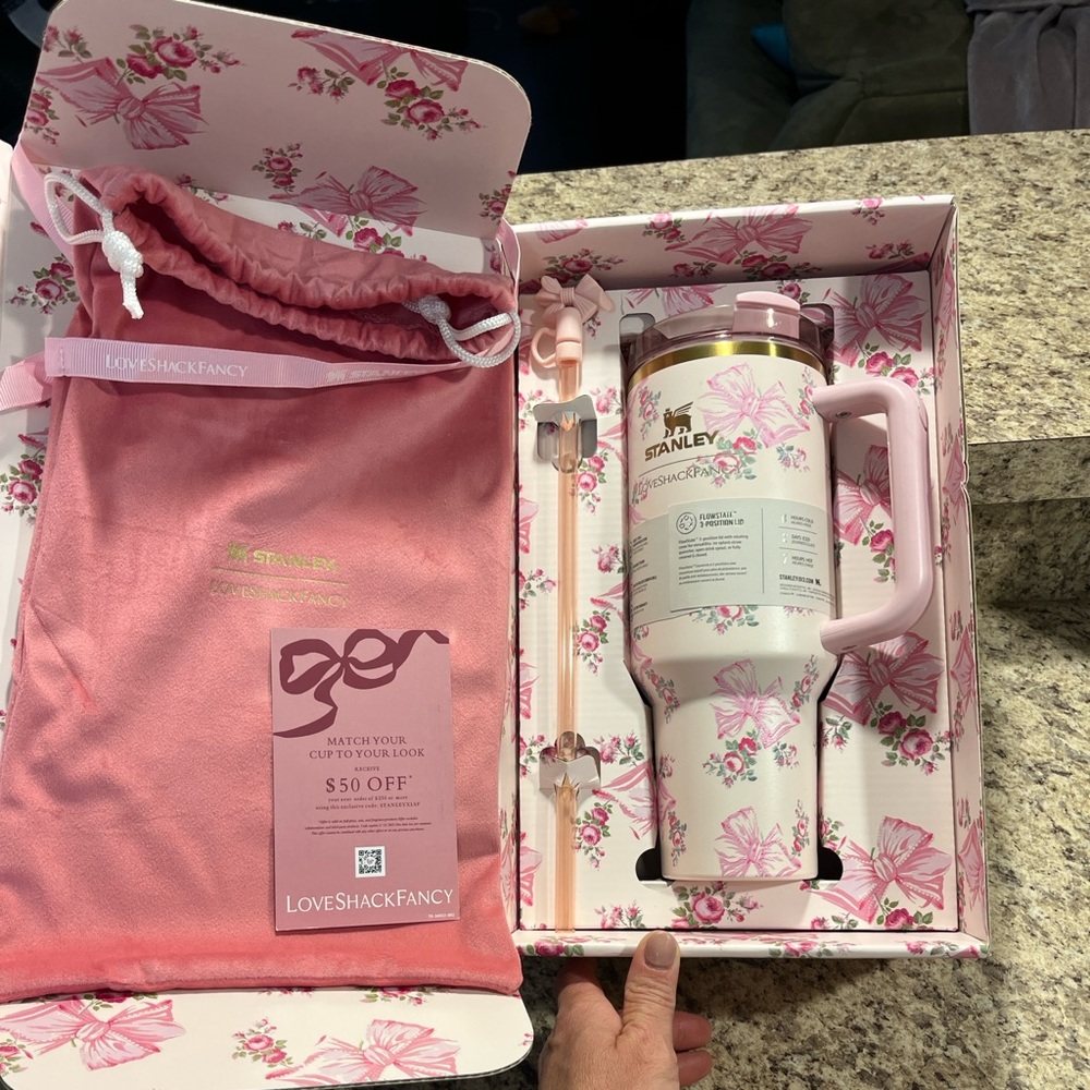 Stanley x LoveShackFancy Pink Floral Tumbler With Gift Box